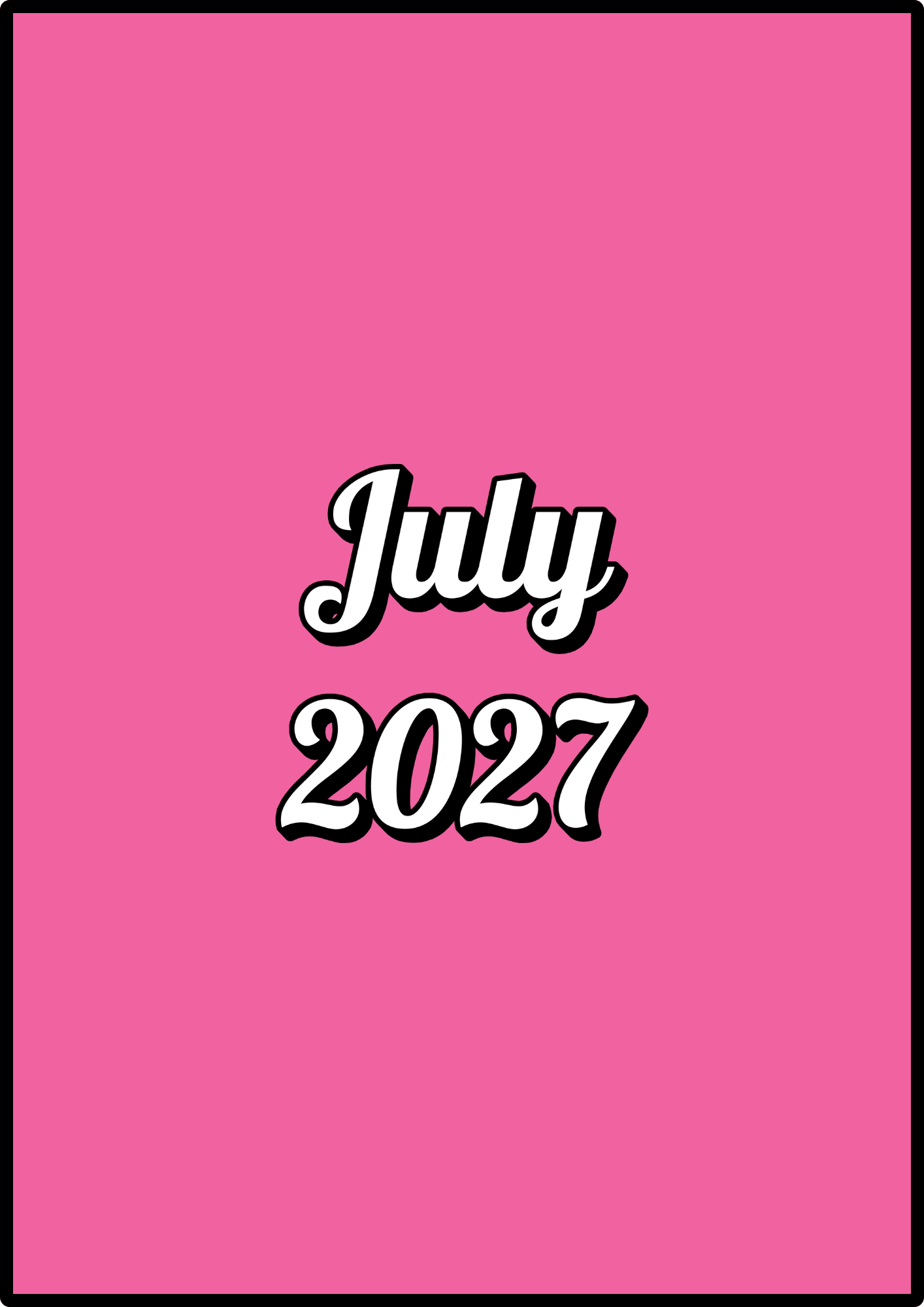 July 2027 on pink background